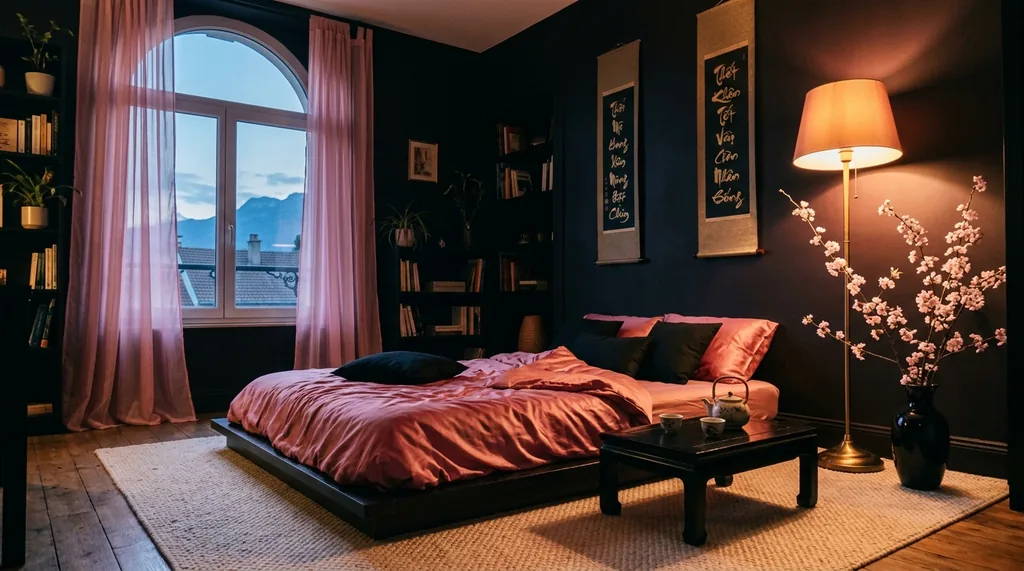 Studio de Grenoble intérieur encre cerisier — tel rose hot Mai asiatique soumise